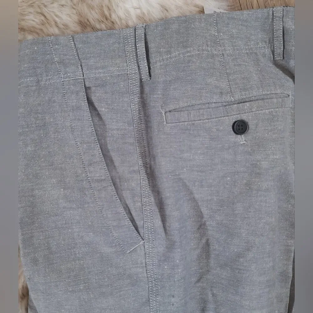 Banana Republic Gray Multiweave Linen Trousers Sz 33 #987